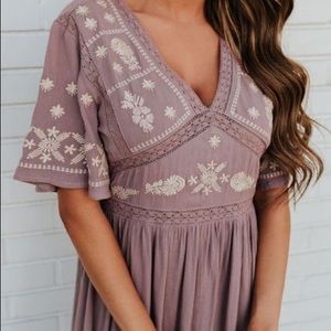 NWT in loom midi lavender boho dress